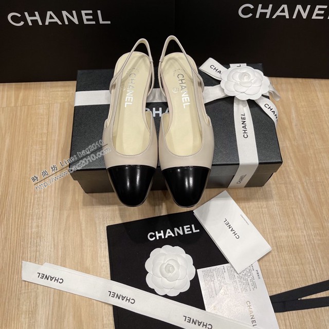 Chanel專櫃經典款女士涼鞋 香奈兒時尚sling back涼鞋平跟鞋6.5cm中跟鞋 dx2567